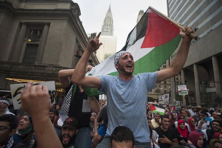 © Reuters. الفلسطينيون يدعون أعضاء الأمم المتحدة لدعم مبادرة رفع العلم الفلسطيني