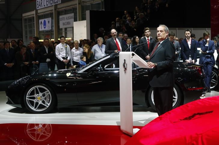 © Reuters. Ferrari S.p.A. CEO Felisa addresses media during the first press day ahead of the 85th International Motor Show in Geneva