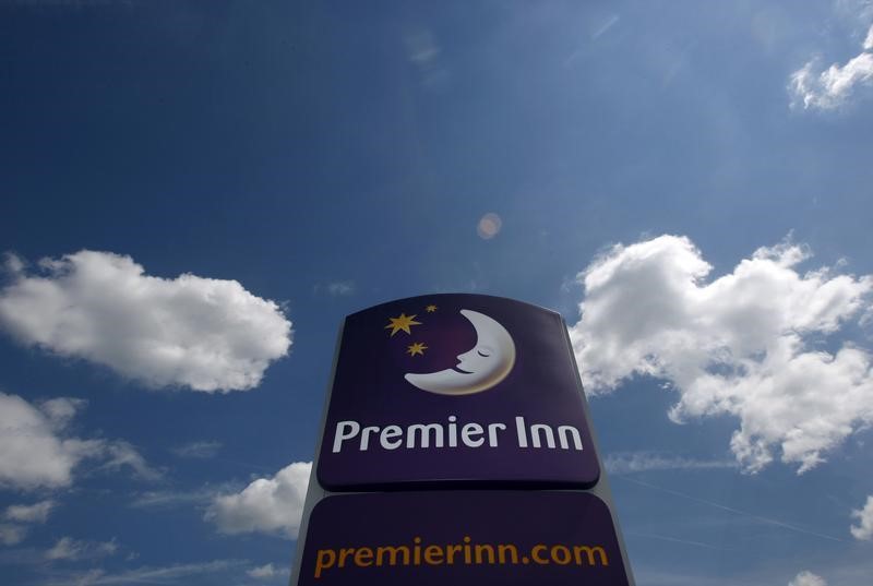 © Reuters. The sign of a Premier Inn hotel is seen in Ashby de la Zouch