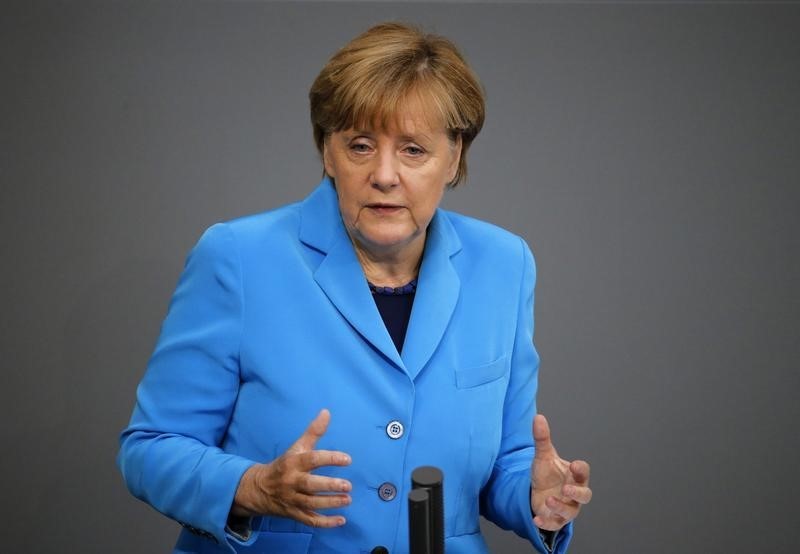 © Reuters. Il cancelliere tedesco Angela Merkel 