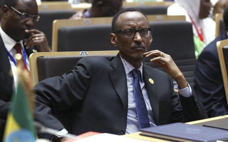 © Reuters. Rwanda's President Kagame attends the opening ceremony of the Ordinary session of the Assembly of Heads of State and Government of the AU at the African Union headquarters in Addis Ababa