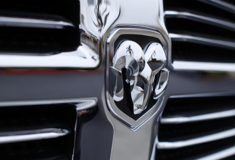 © Reuters. Logo on front of Dodge RAM truck is seen at a Chrysler dealership in Carlsbad