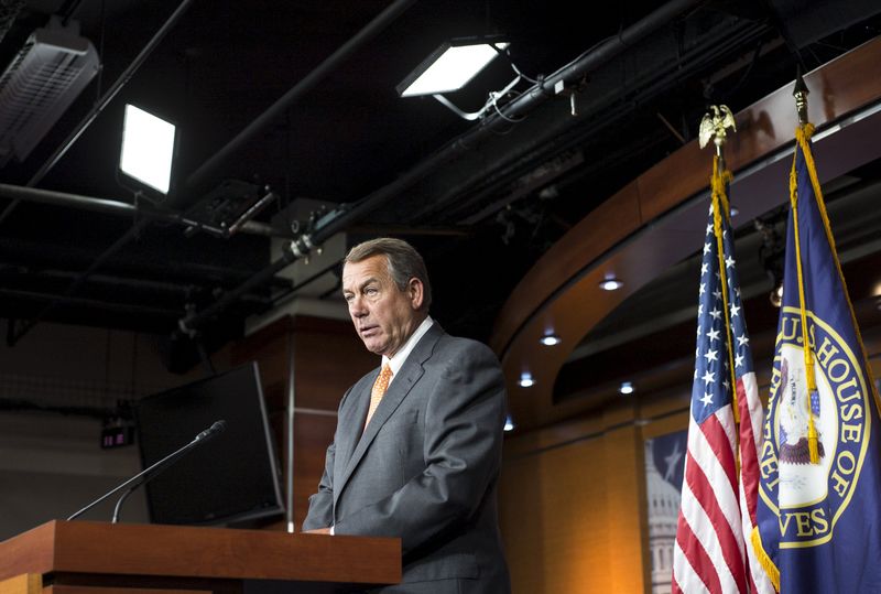 © Reuters. Speaker of the House John Boehner (R-OH) speaks during a news conference on Capitol Hill