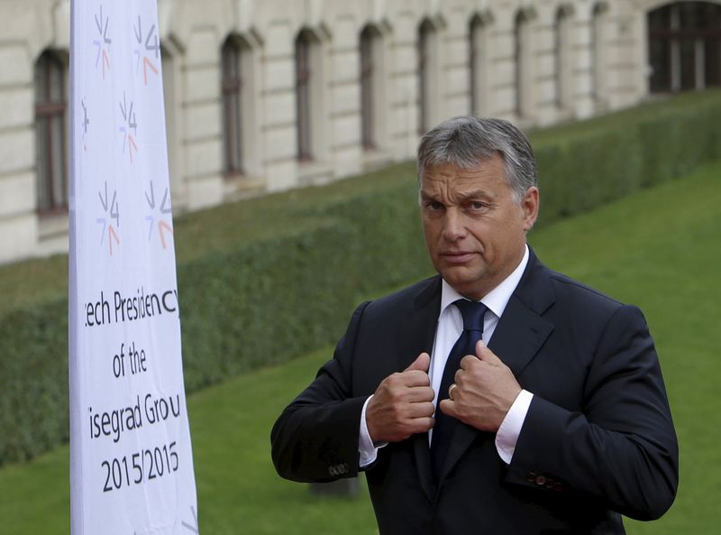 © Reuters. Hungary's PM Orban arrives at an extraordinary Visegrad Group summit in Prague