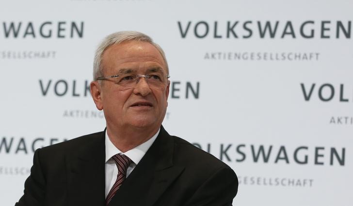 © Reuters. Volkswagen Chief Executive Winterkorn speaks at the annual news conference of Volkswagen in Berlin