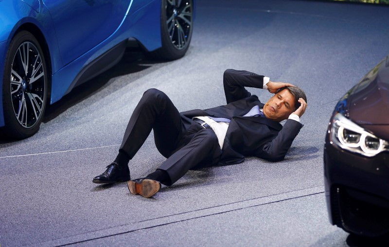 © Reuters. BMW CEO Krueger collapses at a presentation during the media day at the Frankfurt Motor Show (IAA) in Frankfurt