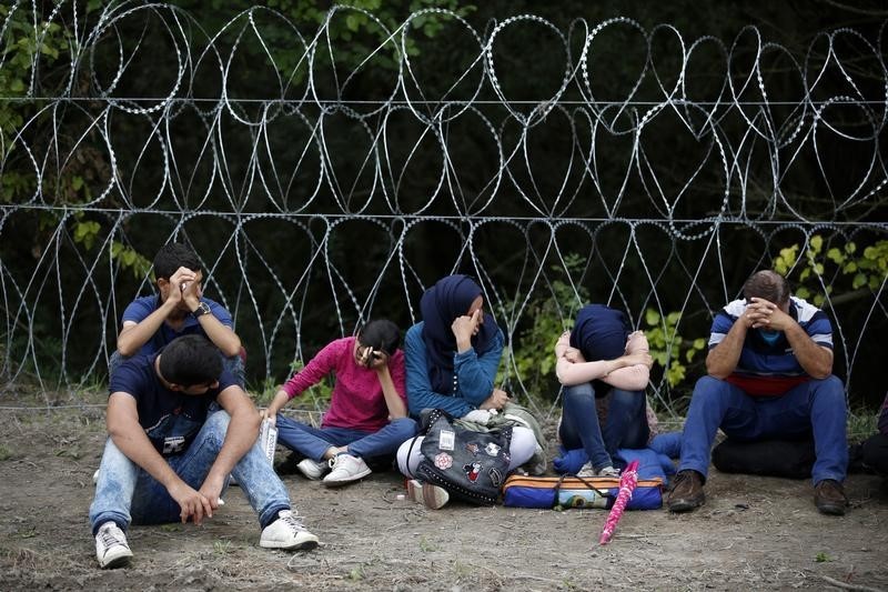 © Reuters. عدد المهاجرين الذين احتجزتهم الشرطة في المجر يهبط الى 366