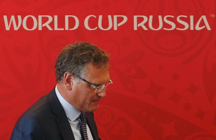 © Reuters. Secretário-geral da Fifa, Jérôme Valcke, durante evento da Copa do Mundo da Rússia, em Samara