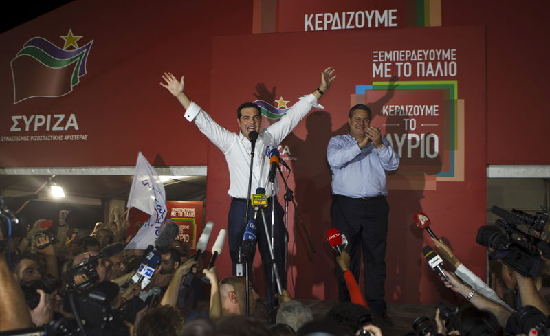 © Reuters. Alexis Tsipras, leader di Syriza e prossimo premier greco 