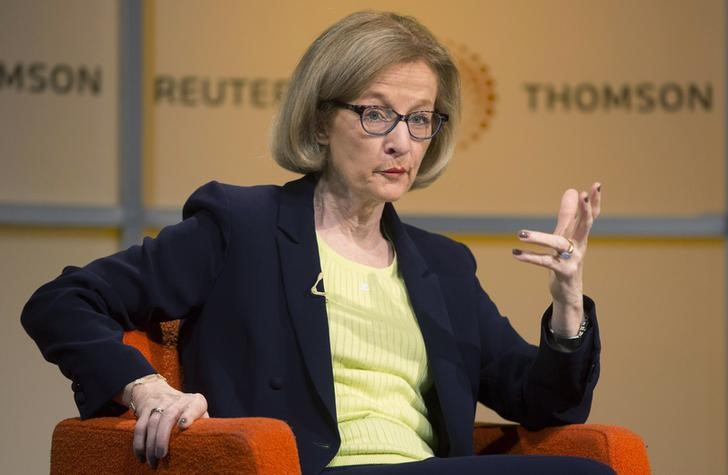 © Reuters. Nouy, chair of the Supervisory Board of the European Central Bank speaks at a Thomson Reuters newsmaker event in London