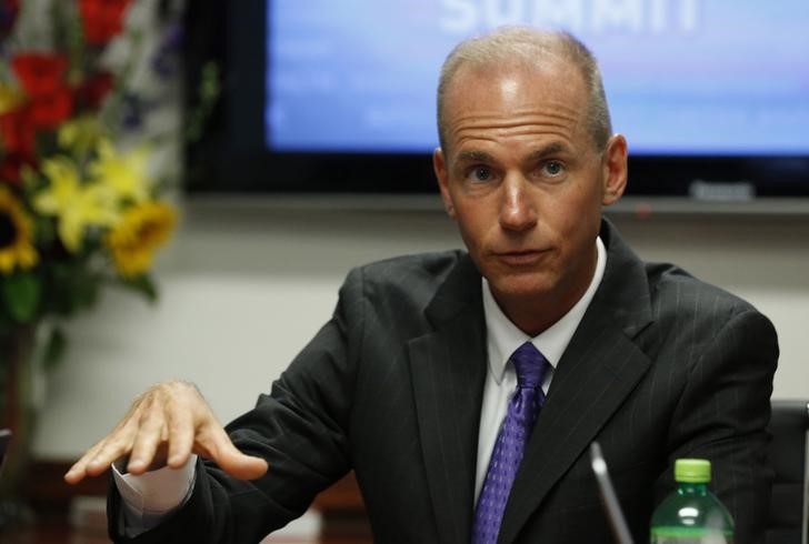 © Reuters. Muilenburg speaks during the last day of the Reuters Aerospace and Defense Summit in Washington