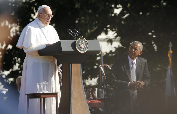 © Reuters. Papa Francisco faz pronunciamento na Casa Branca