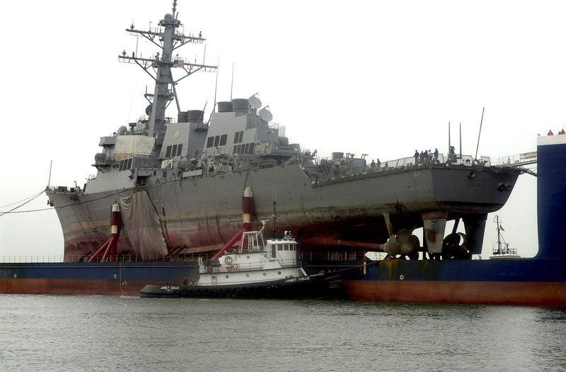 © Reuters. USS COLE ARRIVES IN MISSISSIPPI.