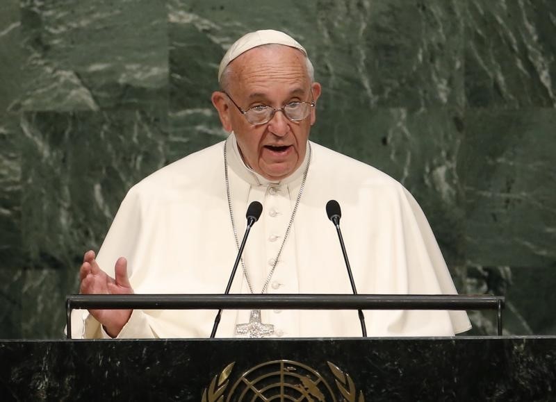 © Reuters. في الأمم المتحدة.. البابا يهاجم "التعطش اللا نهائي" للثروة والسلطة