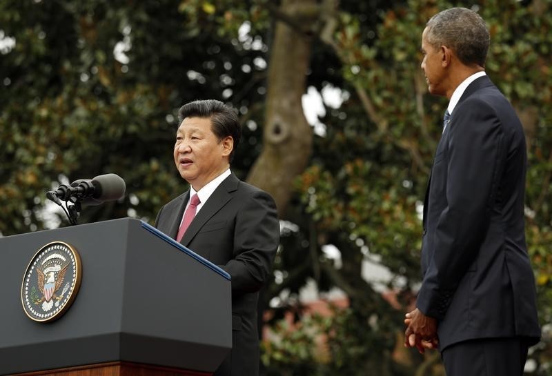 © Reuters. الرئيس الصيني: بكين ملتزمة بحل سلمي للخلافات بشأن بحر الصين الجنوبي