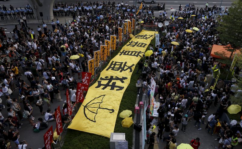 © Reuters. Manifestantes pró-democracia durante protesto em Hong Kong