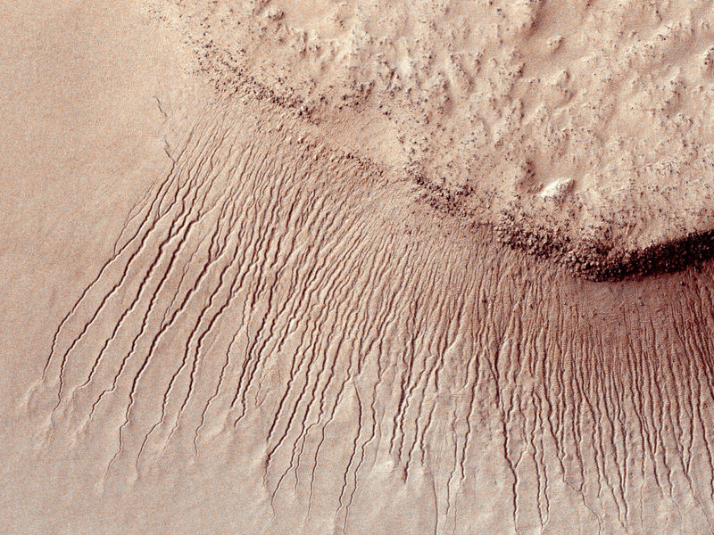 © Reuters. Científicos hallan pruebas de flujos de agua durante el verano de Marte
