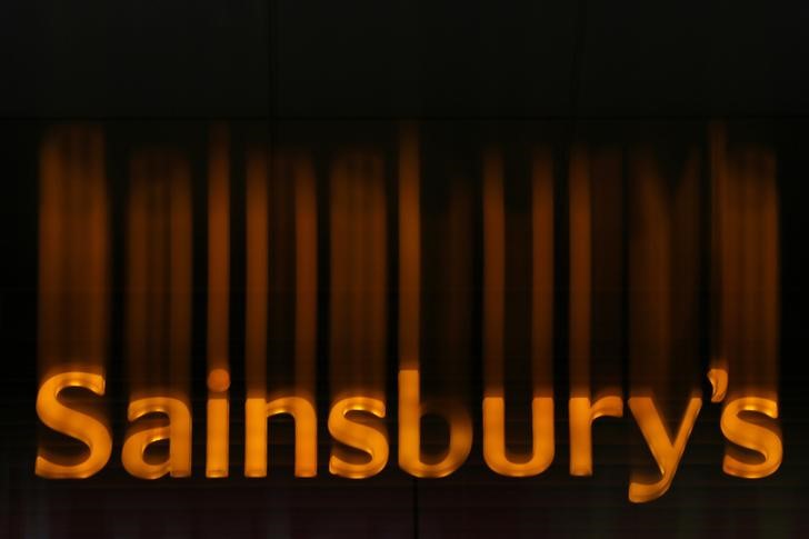© Reuters. A Sainsbury's supermarket sign is seen in London
