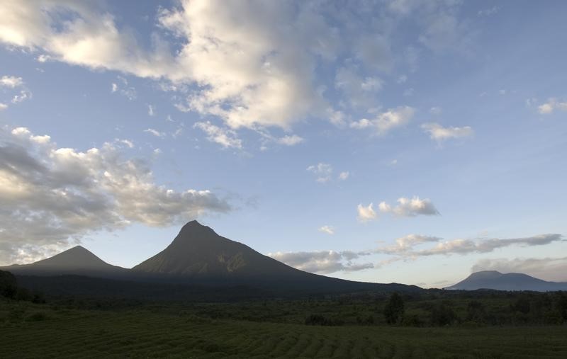 © Reuters. The sun rises over Mount Mikeno in the Virunga National Park