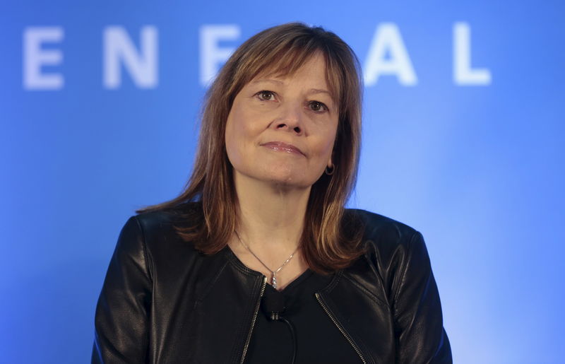 © Reuters. General Motors Co. CEO Mary Barra speaks to the media during the GM Global Business Conference at the GM Milford Proving Grounds in Milford, Michigan