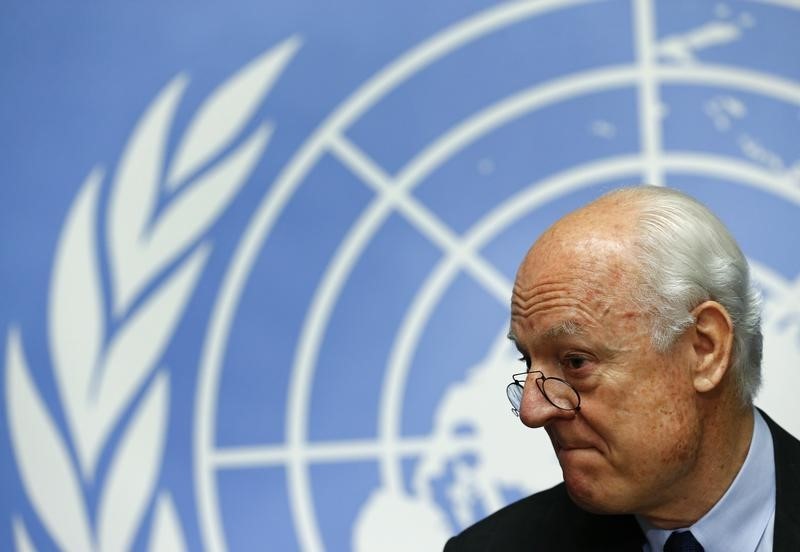© Reuters. الأمم المتحدة تضطر لوقف العمل الإنساني المزمع بسوريا بموجب اتفاق وقف إطلاق النار