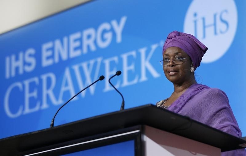 © Reuters. Nigeria's Petroleum Minister and OPEC's alternate president Alison-Madueke speaks at the annual IHS CERAWeek conference in Houston