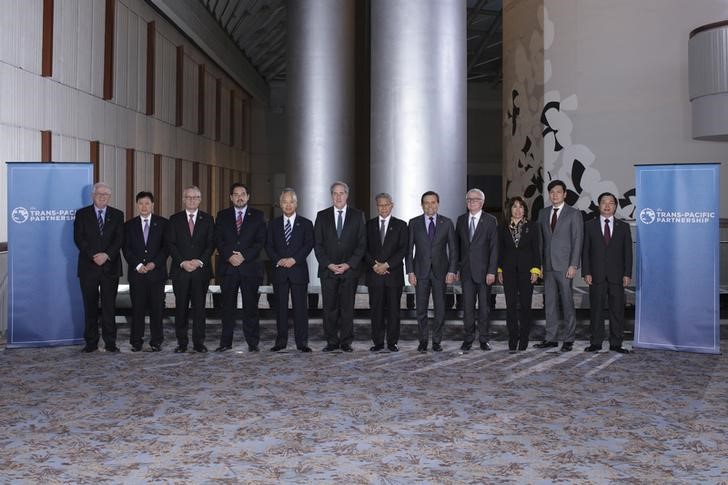 © Reuters. Ministros de Comércio dos 12 países da costa do Pacífico que fecharam um ambicioso acordo comercial