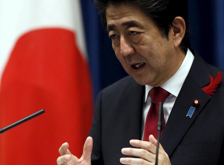 © Reuters. Primeiro-ministro do Japão, Shinzo Abe, durante evento em Tóquio