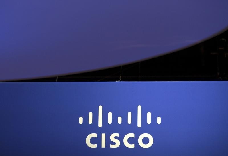 © Reuters. The Cisco Systems logo is seen as part of a display at the Microsoft Ignite technology conference in Chicago
