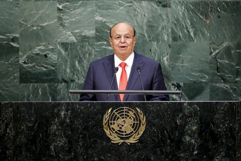 © Reuters. Yemen's President Abd-Rabbu Mansour Hadi speaks during the 70th session of the United Nations General Assembly at the U.N. Headquarters in New York