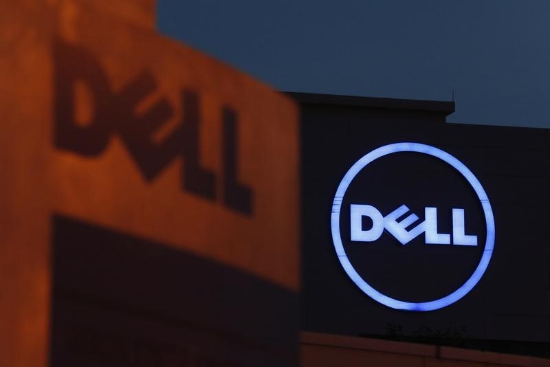 © Reuters. Dell logos are seen at its headquarters in Cyberjaya