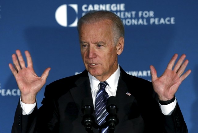 © Reuters. U.S. Vice President Biden delivers remarks at the American Job Creation and Infrastructure Forum in Washington