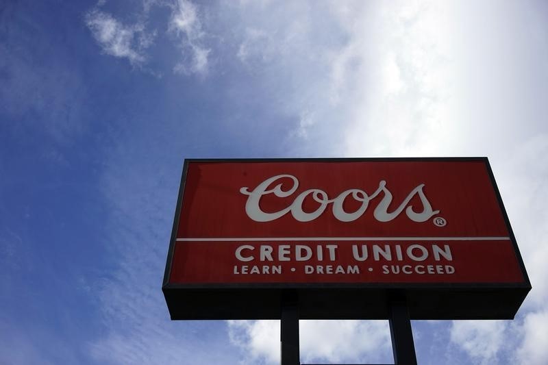 © Reuters. A sign of the Coors Credit Union is seen near the Coors brewery in Golden