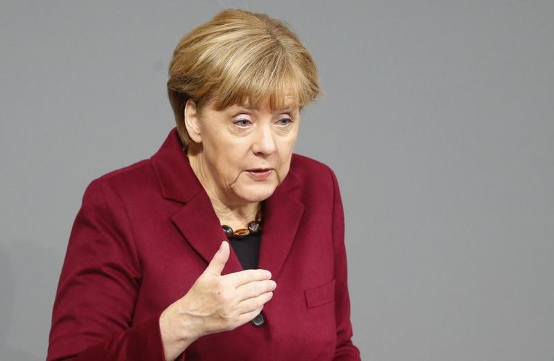 © Reuters. Chanceler alemã, Angela Merkel, durante discurso em Berlim