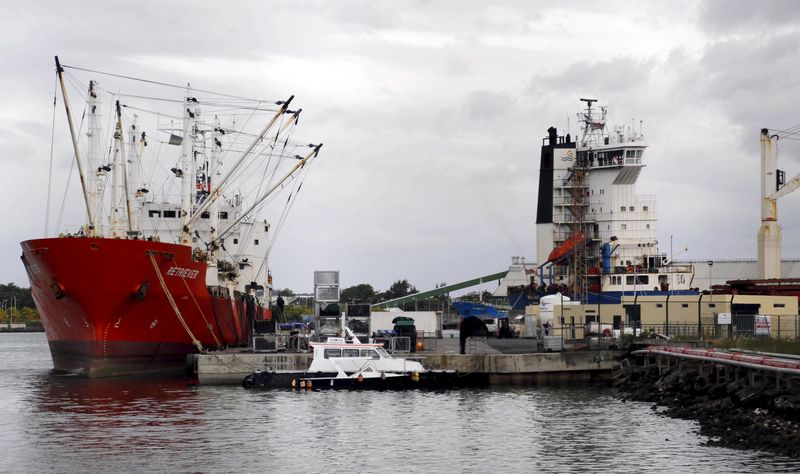 © Reuters. File picture shows the harbour of Port Louis on the Indian Ocean island of Mauritius