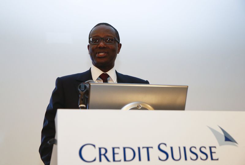 © Reuters. File photo of Thiam speaking during a Credit Suisse news conference in Zurich