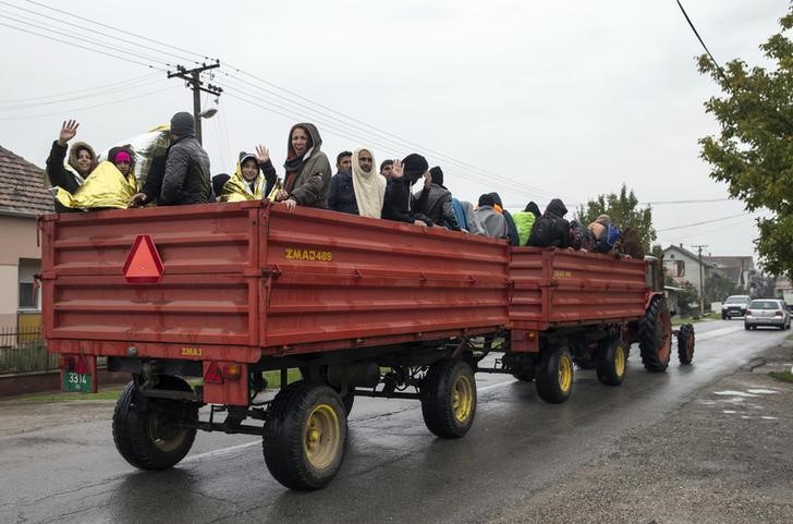 © Reuters. Imigrantes no vilarejo de Berkasovo, na Sérvia