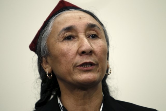 © Reuters. File photo of Kadeer, former political prisoner, currently president of World Uyghur Congress (WUC), speaking during a news conference on Capitol Hill in Washington