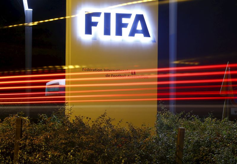 © Reuters. Logo da Fifa visto na sede, em Zurique