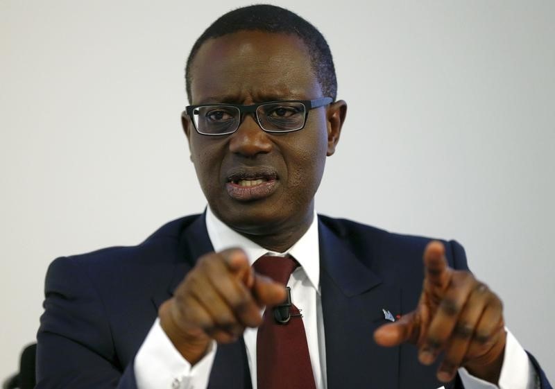 © Reuters. CEO Thiam of Swiss bank Credit Suisse addresses a media briefing in Zurich