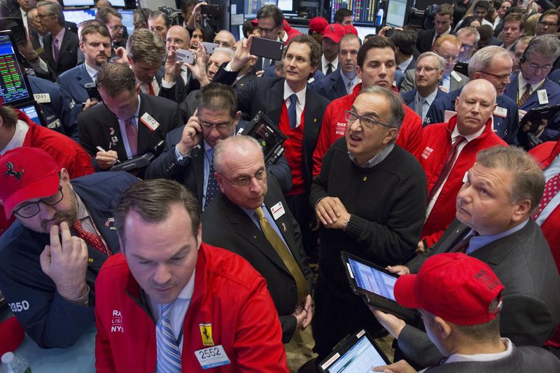 © Reuters. Marchionne stands on the floor of NYSE