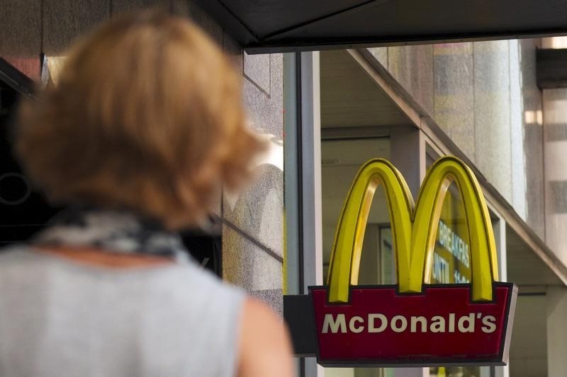 © Reuters. The sign for McDonald's in Times Square is seen in New York