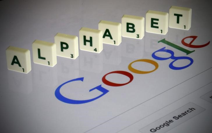 © Reuters. Letters spell the word "Alpahbet" as they are seen on a computer screen with a Google search page in this photo illustration taken in Paris