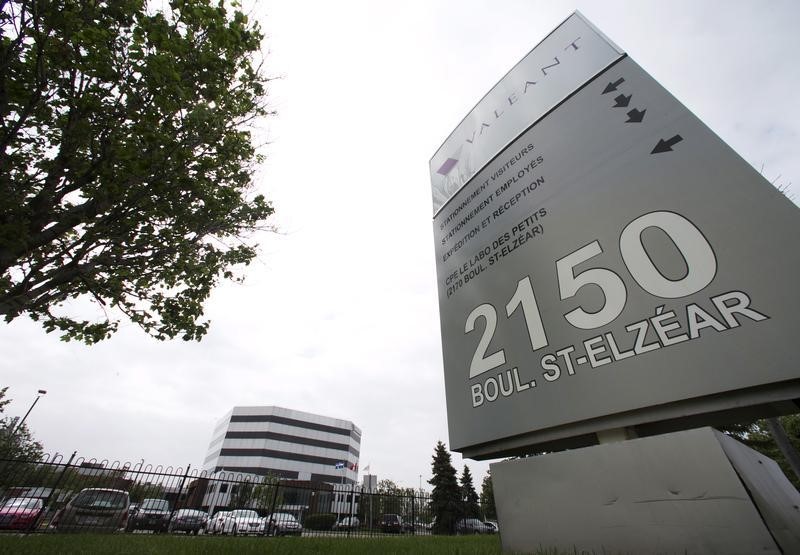 © Reuters. Sign of Valeant Pharmaceuticals International Inc is seen at its headquarters in Laval