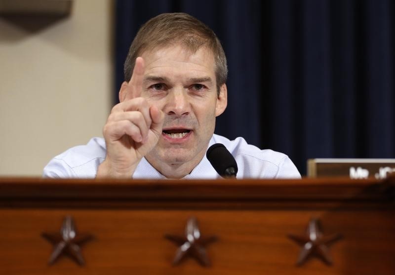 © Reuters. Rep. Jim Jordan questions Democratic presidential candidate Hillary Clinton as she testifies before the House Select Committee on Benghazi on Capitol Hill in Washington