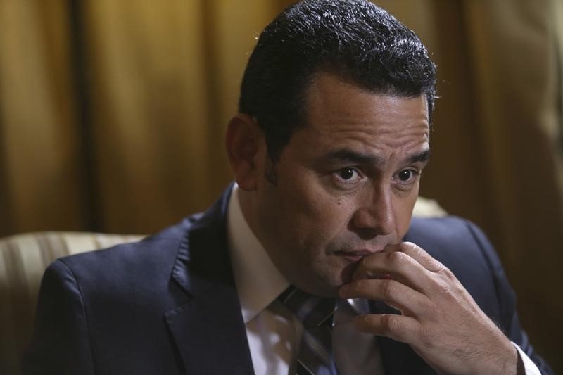 © Reuters. Guatemala's President-elect Jimmy Morales attends a interview with Reuters, Guatemala City