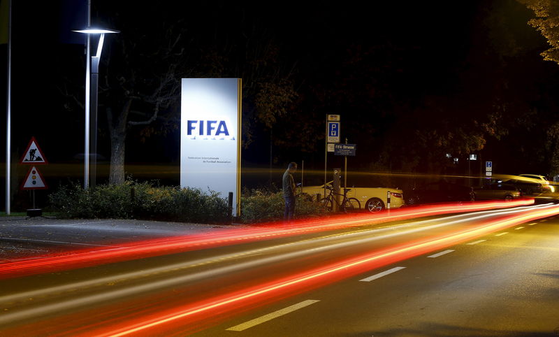 © Reuters. Logo da Fifa visto na sede, em Zurique