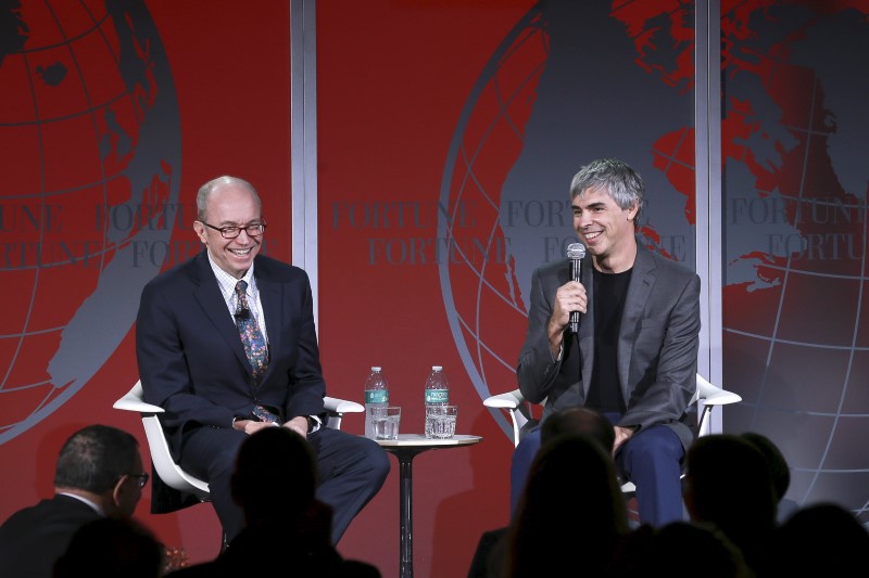 © Reuters. Larry Page, CEO and Co-founder of Alphabet, participates in a conversation with Fortune editor Alan Murray at the 2015 Fortune Global Forum in San Francisco