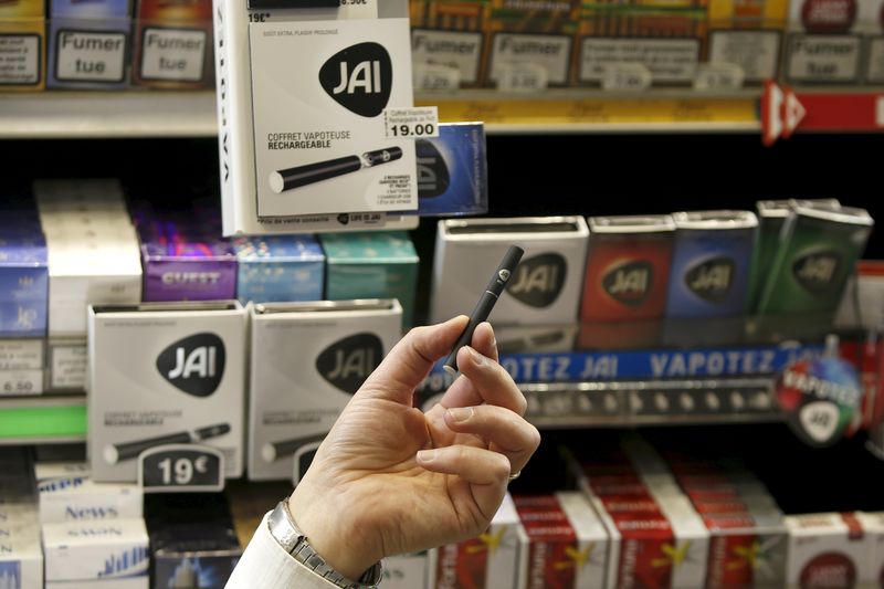 © Reuters. File photo of the new e-cigarette Jai is displayed in a tobacco shop in Paris