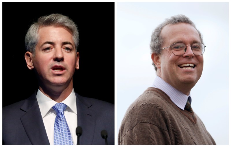 © Reuters. A combination file photo of Bill Ackman speaking in New York and John Hempton in Sydney